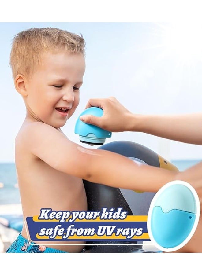 Sunscreen Applicator For Kids, Adults u0026 Families - BPA Free u0026 Refillable, Sunblock Buddy Brush Set with Protective Caps, Sun Lotion Applicator Sun Cream Brush (Blue) - Image 5