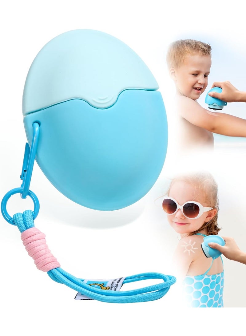 Sunscreen Applicator For Kids, Adults u0026 Families - BPA Free u0026 Refillable, Sunblock Buddy Brush Set with Protective Caps, Sun Lotion Applicator Sun Cream Brush (Blue) - Image 1