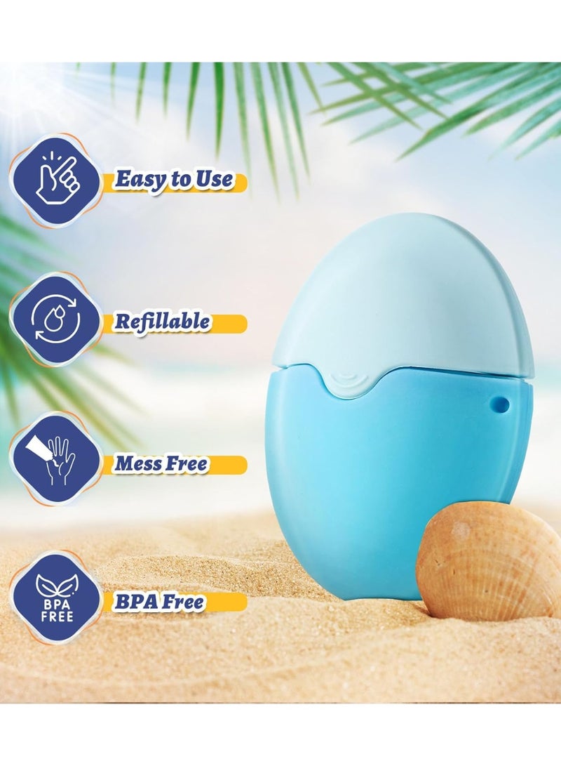 Sunscreen Applicator For Kids, Adults u0026 Families - BPA Free u0026 Refillable, Sunblock Buddy Brush Set with Protective Caps, Sun Lotion Applicator Sun Cream Brush (Blue) - Image 2