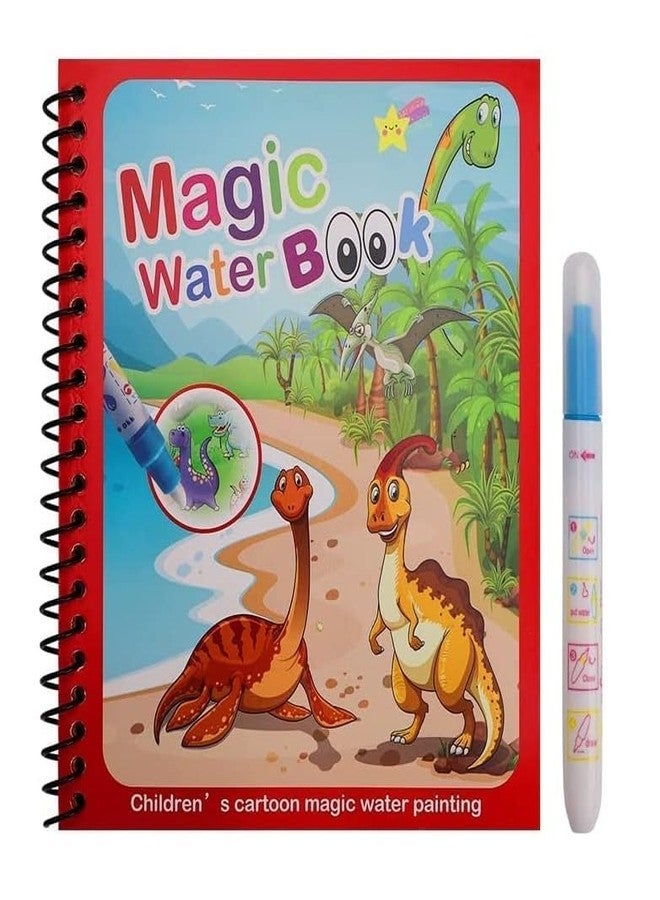 E-DUNIA® Magic Water Book,Reusable Painting Book Dinosaur Animal Ocean Universe Cartoon Painting for Toddlers Educational Learning Kit Children's Gifts(Random Design-Assorted Color) Pack of (2) - Image 5