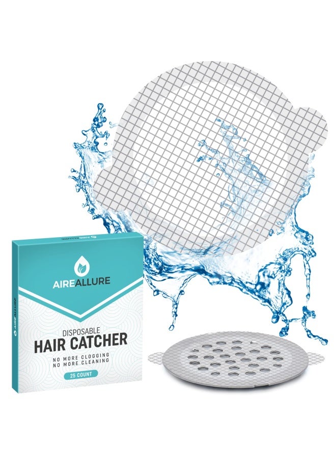 25 Pack Disposable Shower Drain Hair Catcher Mesh Stickers  - Image 1