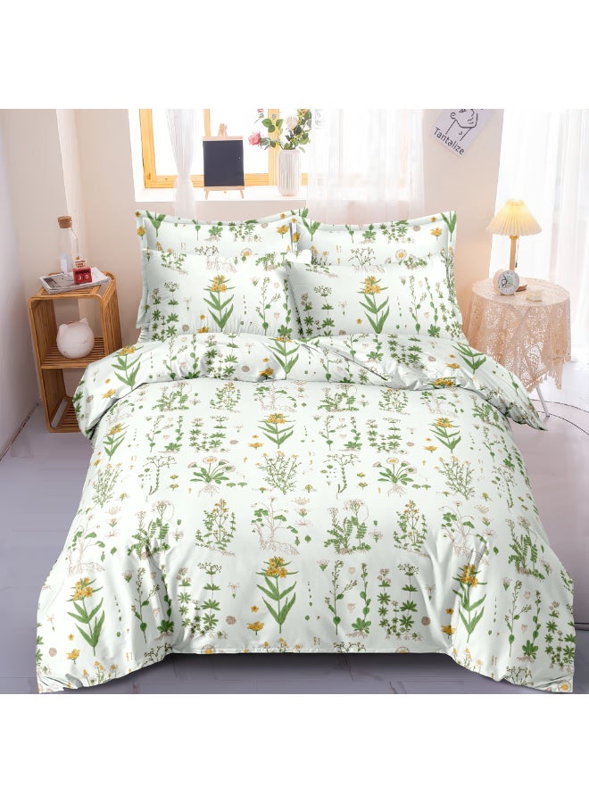 Noon East 6Pcs Duvet Cover Set | Soft Microfiber Material | Multiple Color | 1 Duvet Cover 230 X 220 Cm, 1 Fitted Sheet 180 X 200 Cm With 30 Cm Deep Pocket, 4 Pillow Cases 50 X 75 Cm | Suitable For Queen Size Mattress - Image 1
