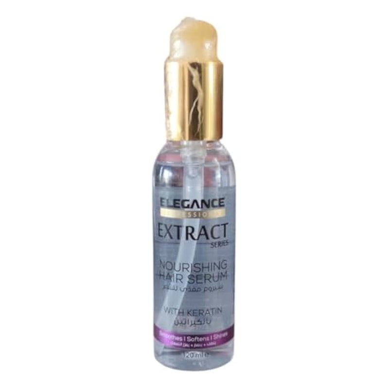 Elegance Professional Extract Series Nourishing Hair Serum with Keratin, 120 ml, Smoothing and Shine Treatment