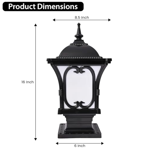 GIGAWATTS ‎Apple Outdoor Gate Light – 101% Rust & Waterproof Die-Casting Aluminium Exterior Piller Lamp Base Mount for Garden, Boundary Walls & Home Entrances (B22 Holder, Bulb Not Included, Black) - Image 2