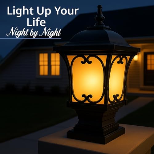 GIGAWATTS ‎Apple Outdoor Gate Light – 101% Rust & Waterproof Die-Casting Aluminium Exterior Piller Lamp Base Mount for Garden, Boundary Walls & Home Entrances (B22 Holder, Bulb Not Included, Black) - Image 4