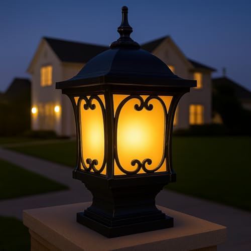 GIGAWATTS ‎Apple Outdoor Gate Light – 101% Rust & Waterproof Die-Casting Aluminium Exterior Piller Lamp Base Mount for Garden, Boundary Walls & Home Entrances (B22 Holder, Bulb Not Included, Black) - Image 1