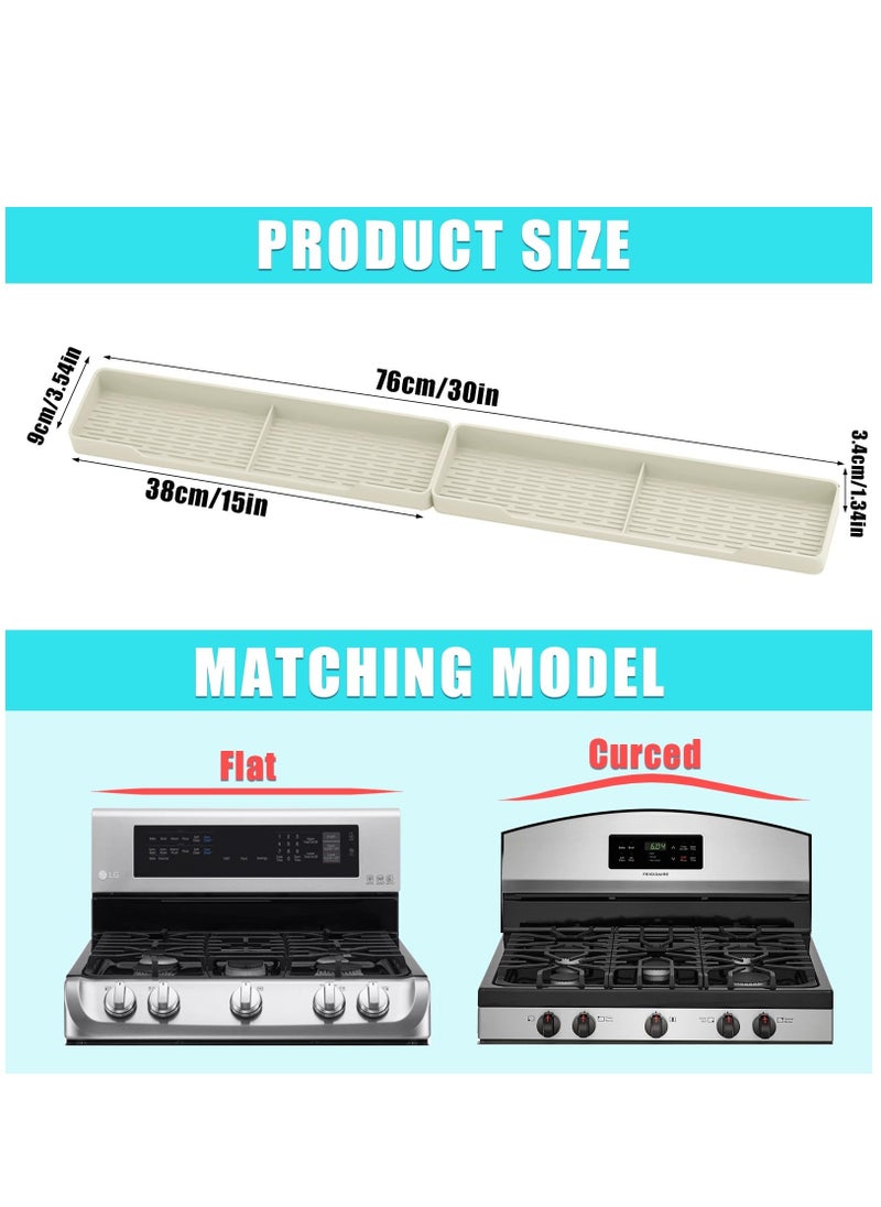 Excefore - 30 inch Silicone Stove Shelf Magnetic Shelf for Kitchen Stove, Oven Shelf, Kitchen Storage Stove Top Shelf, Zero Installation Magnetic Shelf for Stove, Soft Non-Slip Kitchen Storage Shelves (White) - Image 1