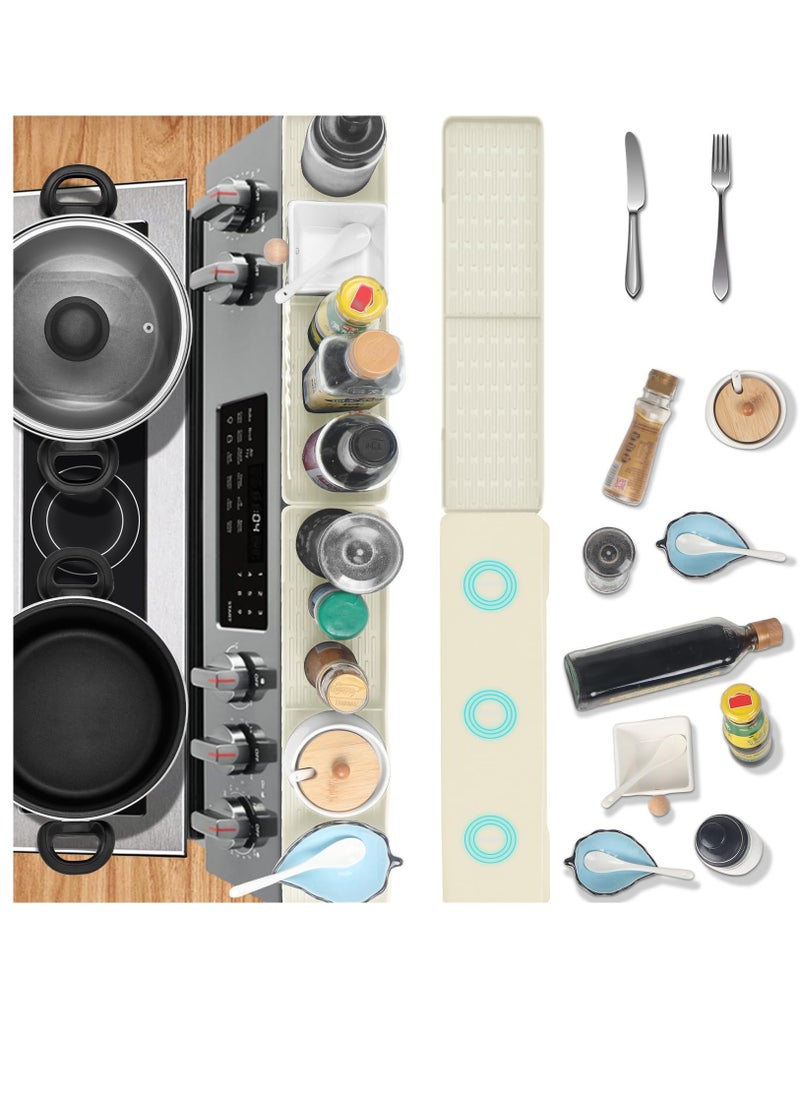 Excefore - 30 inch Silicone Stove Shelf Magnetic Shelf for Kitchen Stove, Oven Shelf, Kitchen Storage Stove Top Shelf, Zero Installation Magnetic Shelf for Stove, Soft Non-Slip Kitchen Storage Shelves (White) - Image 1