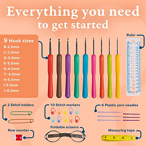 BeCraftee Crochet Hooks Kit - 31 Piece Set with 9 Ergonomic Hook Sizes, 6 Yarn Needles, Additional Knitting & Crochet Supplies and Carrying Case﻿ - Image 3