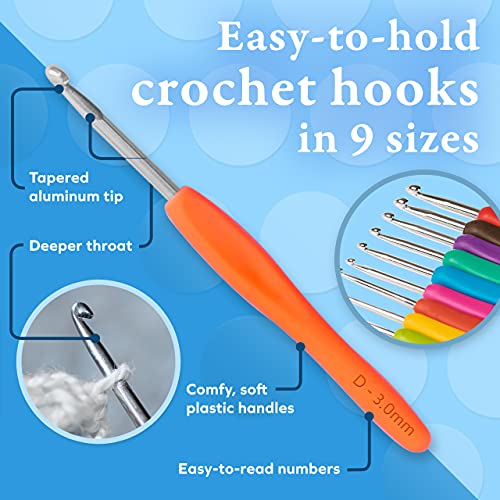 BeCraftee Crochet Hooks Kit - 31 Piece Set with 9 Ergonomic Hook Sizes, 6 Yarn Needles, Additional Knitting & Crochet Supplies and Carrying Case﻿ - Image 2