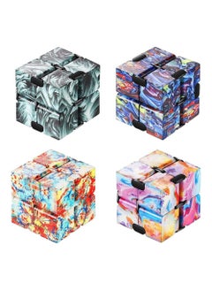 NQOOH Infinity Fidget Cube Toy Stress and Anxiety Relief for Kids and Adults 4 Pieces with Unique Colours  - Image 1