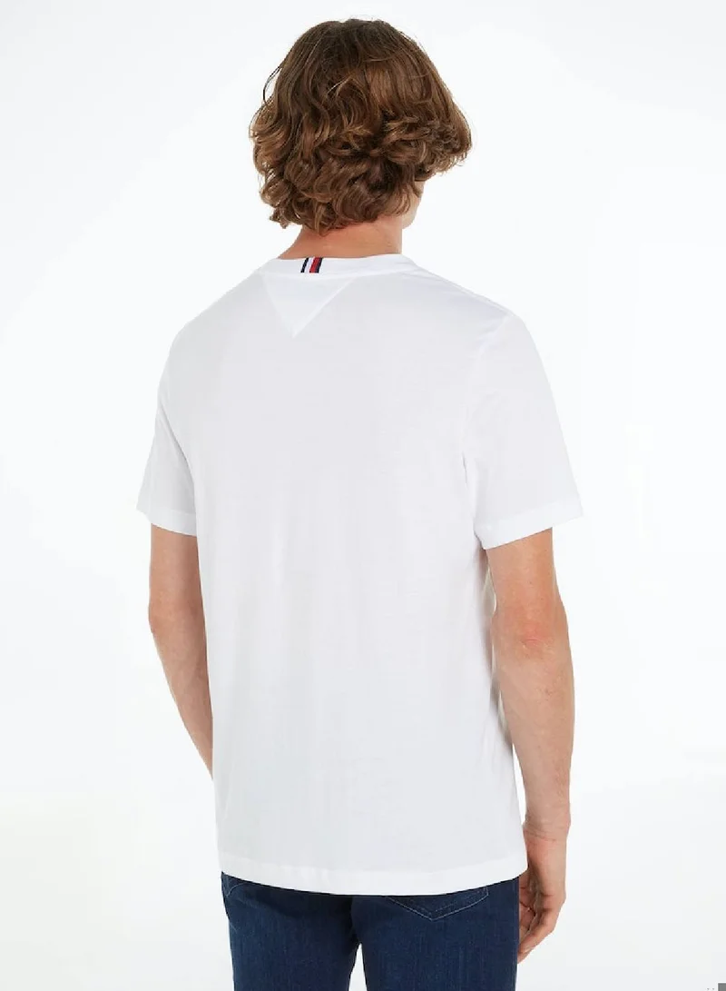 TOMMY HILFIGER Men's Hilfiger Athletic Regular T-Shirt - Cotton, White