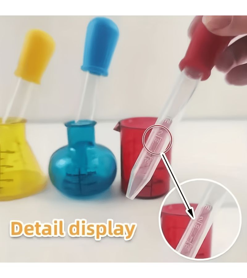 9 Piece Mini Colored Lab Measurement Set Droppers Cups Brush Kids Science Kit - Image 4