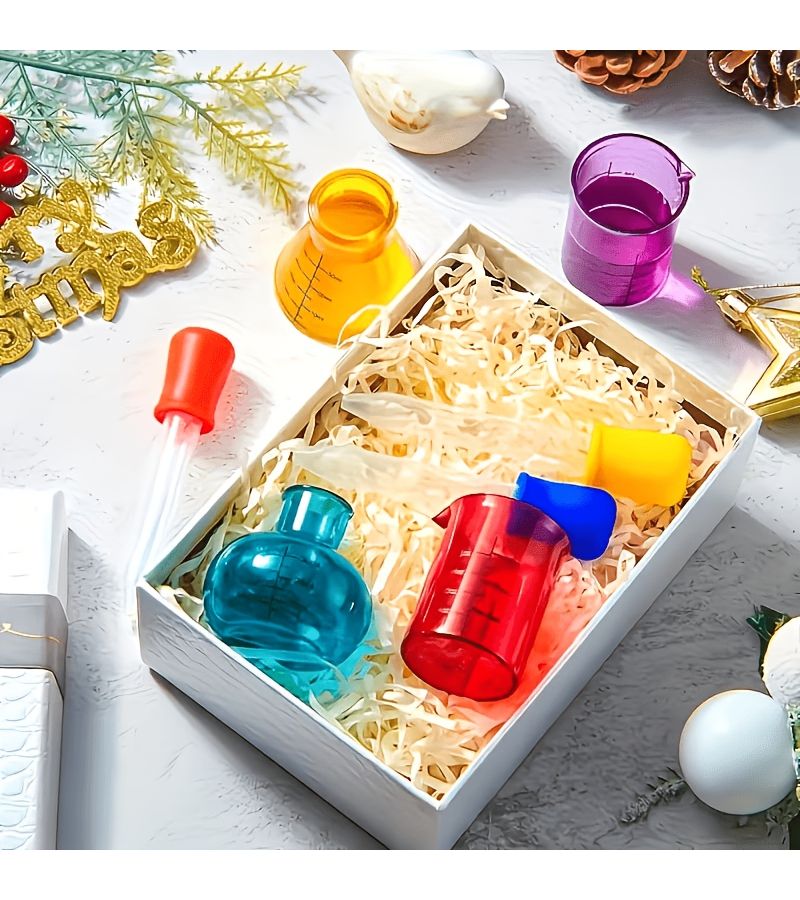 9 Piece Mini Colored Lab Measurement Set Droppers Cups Brush Kids Science Kit - Image 5