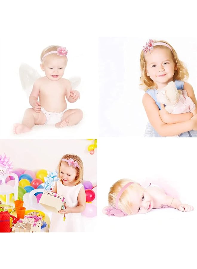 إيروريكس مجموعة من 9 عصابات رأس للبنات الصغار مصنوعة من شريط حرير ناعم ومرن وربطة رأس من الجلد الصناعي مع عقدة فيونكة - Image 3