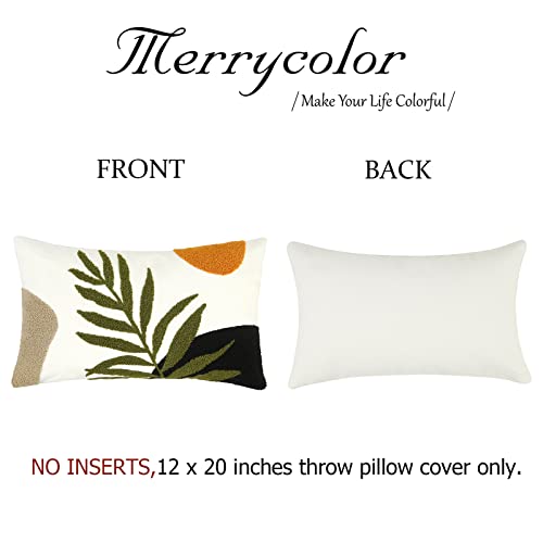 Merrycolor Boho Lumbar Throw Pillow Covers 12x20 Tufted Abstract Mid Century Modern Pillowcases Bohemian Aesthetic Decorative Pillows for Couch Bed Sofa Living Room (1PC,Green and Black) - Image 5