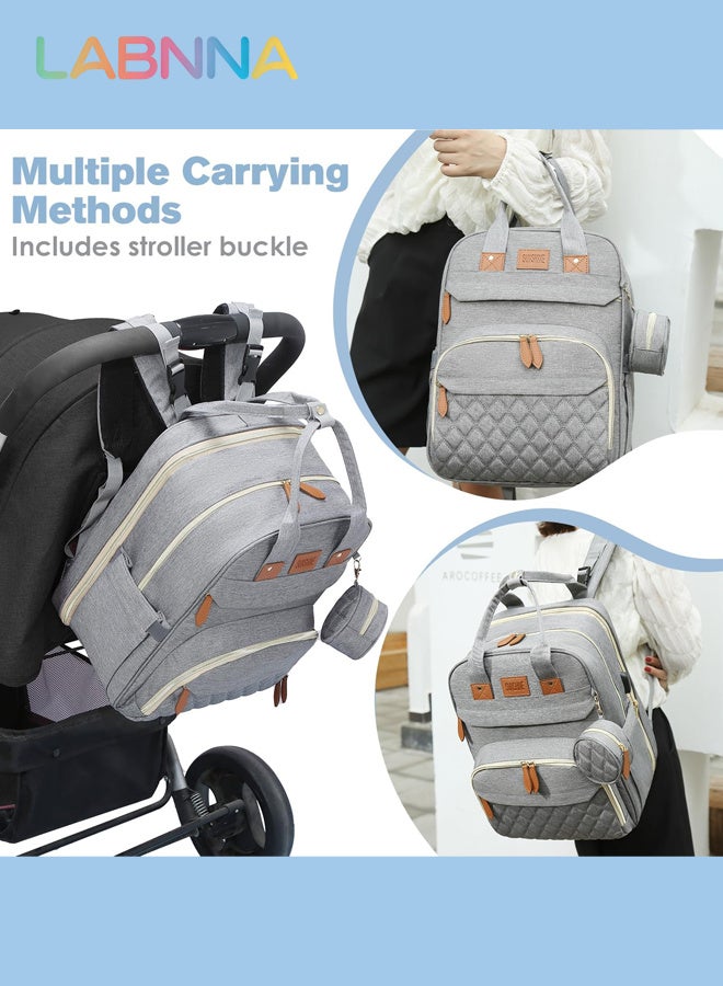 LABNNA حقيبة حفاضات الأطفال الظهر، حفاضات متعددة الوظائف تغيير محطة للأولاد الفتيات في الهواء الطلي والسفر، هدايا استحمام الرضع، السعة الكبيرة، 900 د أكسفورد، USB بورت - Image 3