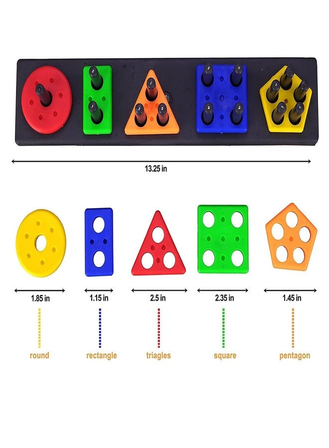 RAINBOW RIDERS Long Shape Stacker Puzzle Game for Kids Boys Girls Age 2 3 4 5 6 7 8 Years Geometric Shapes Circle Triangle Rectangle Square Pentagon Educational Sorting & Stacking Toy Shapes - Image 3