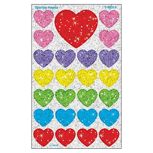 Trend Enterprises Trend Sparkle Hearts superShapes Stickers, Classroom Incentives, 100 Count - Image 1