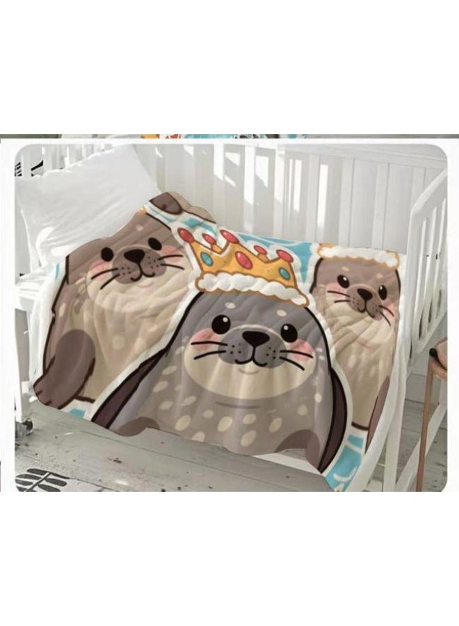 Baby and children's cartoon flannel thin blanket (warm and comfortable, suitable for sleep, game use) 70cm*100cm