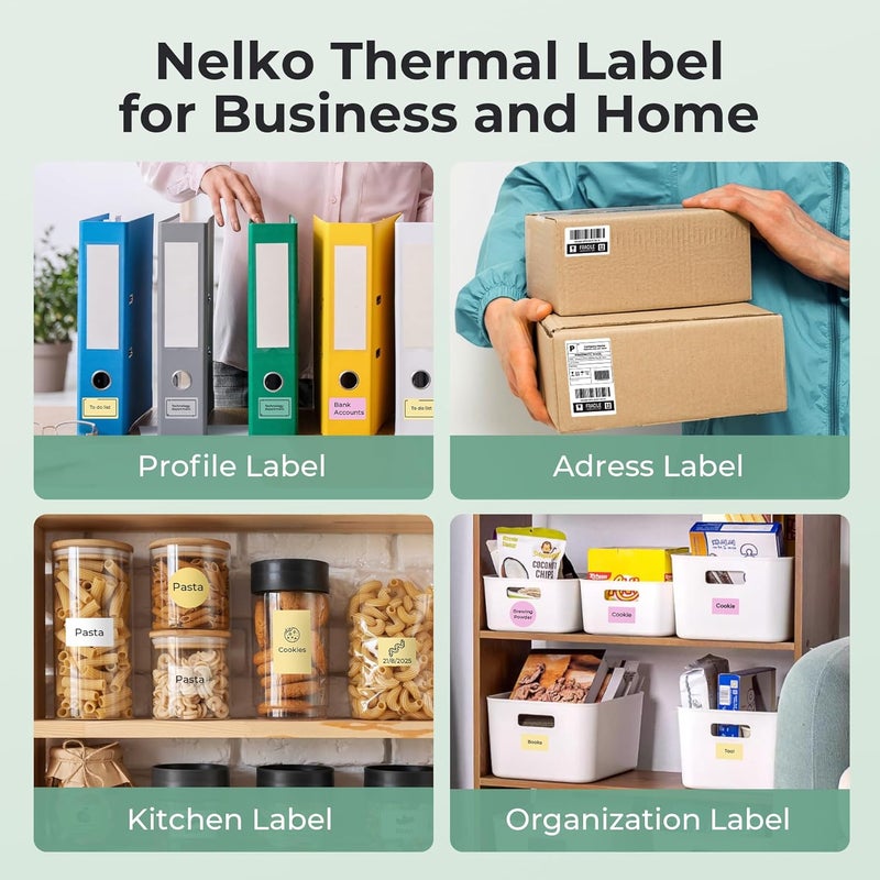 Nelko PM220 Label Maker Tape, Customized Label Printing Paper, 50 x 50 mm, Standard Laminated Office Labeling Tape Replacement, Thermal Label Tape for Home, Office, 150 Labels/Roll (White) - Image 3