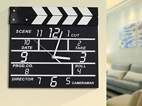 Zaoniy Large Retro Cinema Movie Slate Analog Wall Clock Clapper Film Modern Home, Theater Movie Reels Popcorn Wall Decor Home Decorations,Gift for Movie Lover, Friends and Family - Image 3