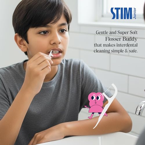 STIM Junior Kids Toothbrush | 10 to 15 Years | Soft Tapered Bristles for Deep Cleaning | Ergonomic Handle with Thumb Grip & Tongue Scraper | Dentist Recommended Toothbrush for Pre-Teens | 2 Brushes - Image 4