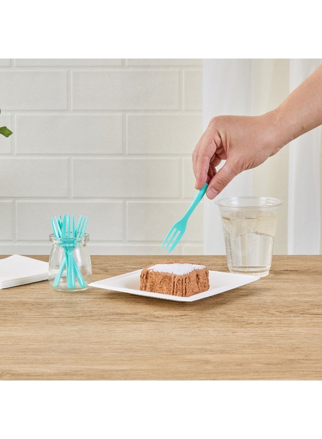 Restaurantware 4 Inch Cake Forks, 500 Knife-Edged Premium Pastry Forks - Disposable, Solid And Durable, Teal Plastic Sharp Edge Forks, For Parties, Bakeries, Catering Services, Gatherings - Image 5