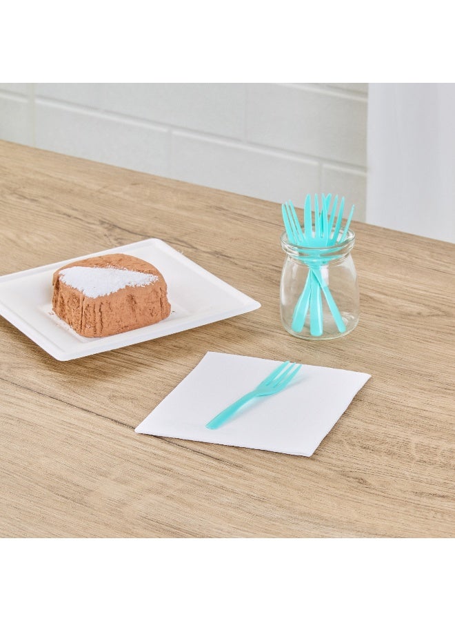Restaurantware 4 Inch Cake Forks, 500 Knife-Edged Premium Pastry Forks - Disposable, Solid And Durable, Teal Plastic Sharp Edge Forks, For Parties, Bakeries, Catering Services, Gatherings - Image 3