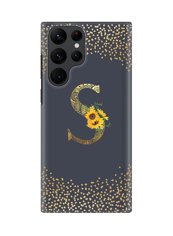 Stylizedd Monogram Slim Cover for Samsung Galaxy S22 Ultra 5G Case Custom Initials Letter Floral Pattern Snap Series Mobile Cover Matte Alphabet  - S (Grey) - Image 1