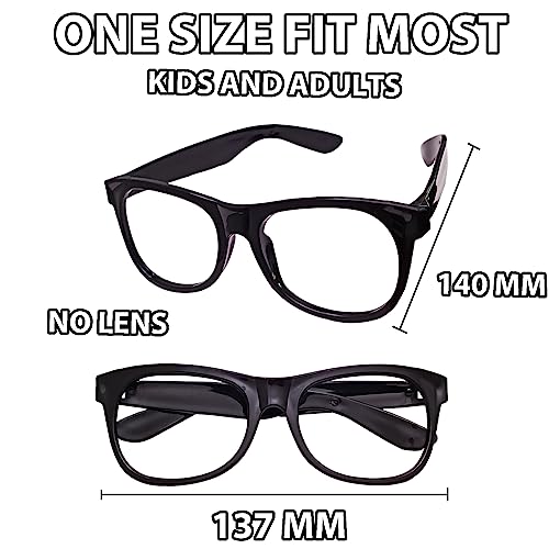 EaciTown 12 Pack Costume Glasses Neon Frame Only No Lens Glasses for Halloween Decor Birthday Party Favors (Black) - Image 2