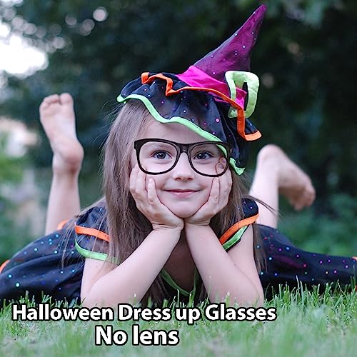 EaciTown 12 Pack Costume Glasses Neon Frame Only No Lens Glasses for Halloween Decor Birthday Party Favors (Black) - Image 5