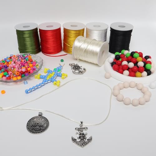 LUSTEMBER 2 mm x 330 Feet Satin Nylon Cord, Silky Smooth Nylon String for Jewelry Making Bracelet Necklaces Beading Thread Rattail Macrame Kumihimo Chinese Knot Craft - Image 5