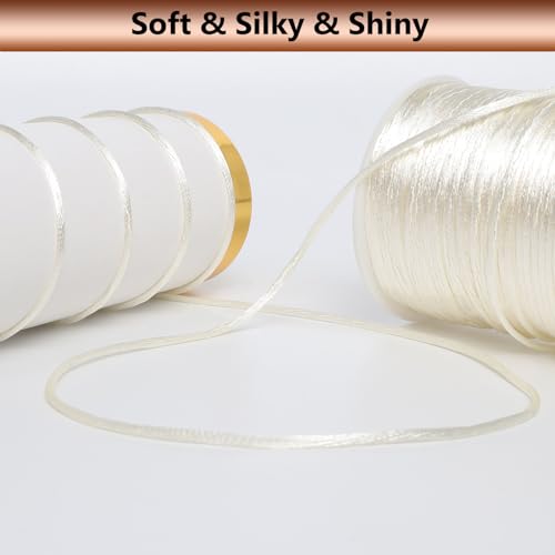 LUSTEMBER 2 mm x 330 Feet Satin Nylon Cord, Silky Smooth Nylon String for Jewelry Making Bracelet Necklaces Beading Thread Rattail Macrame Kumihimo Chinese Knot Craft - Image 3