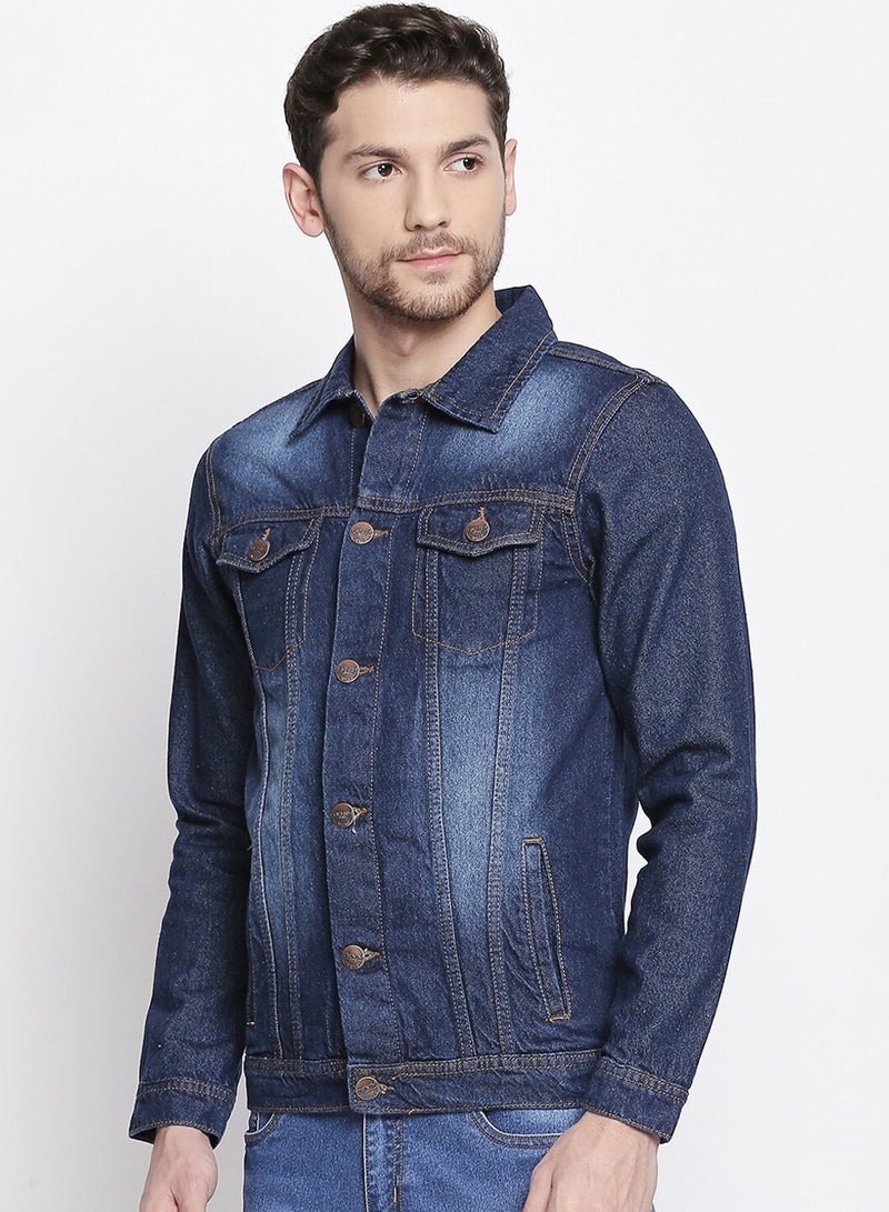 HIGH STAR Men Blue Washed Denim Jacket - Image 3