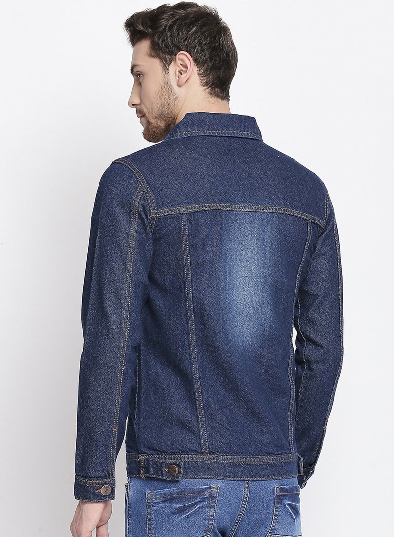 HIGH STAR Men Blue Washed Denim Jacket - Image 4