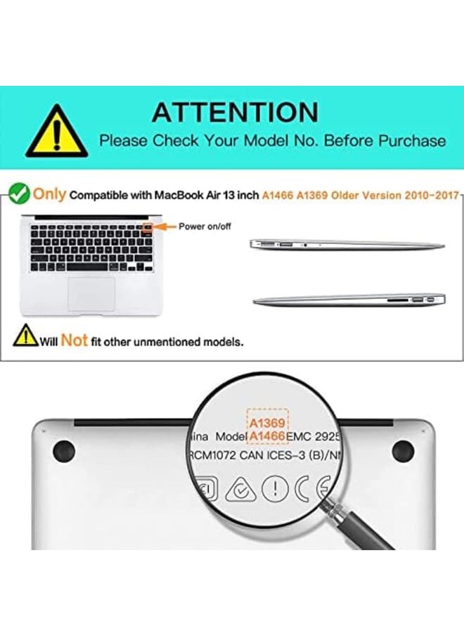 Compatible With Macbook Air 13 Inch Case Models: A1466 And A1369 Older Version 2010 2017 Release Protective Plastic Hard Shell Case Cover Crystal Clear