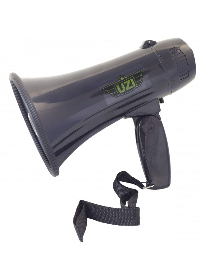CampCo Uzi UZI-MP-204R 15-Watt Megaphone with Siren, Adjustable Volume and Recording Playback, Black - Image 1