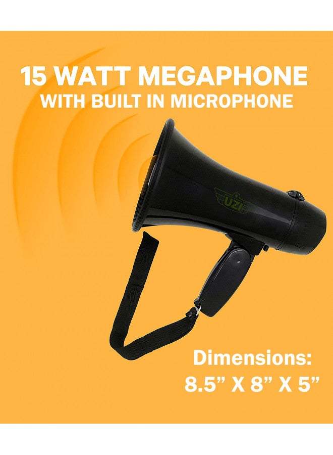 CampCo Uzi UZI-MP-204R 15-Watt Megaphone with Siren, Adjustable Volume and Recording Playback, Black - Image 5