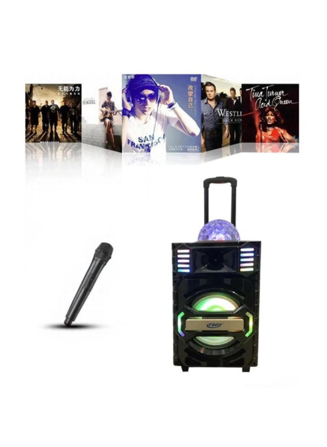 كروني مكبر صوت احترافي للمسرح من كروني Cn-108dk مقاس 12 بوصة - نظام كاريوكي عالي الطاقة بقوة 120 واط مع أضواء ملونة، وميكروفون لاسلكي، ودعم USB/SD/Bt/FM للمسرح الخارجي والمنزلي - Image 5