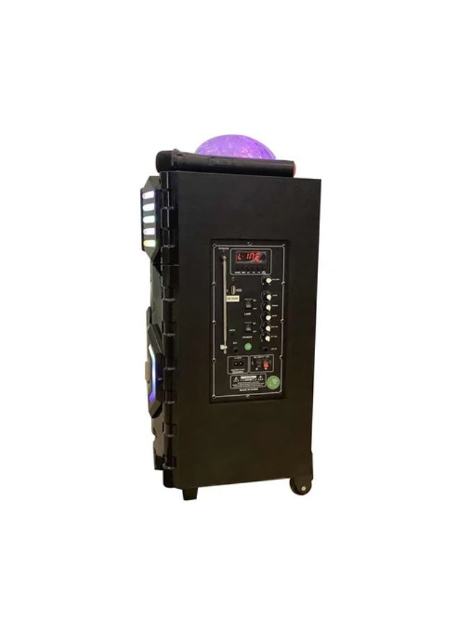 كروني مكبر صوت احترافي للمسرح من كروني Cn-108dk مقاس 12 بوصة - نظام كاريوكي عالي الطاقة بقوة 120 واط مع أضواء ملونة، وميكروفون لاسلكي، ودعم USB/SD/Bt/FM للمسرح الخارجي والمنزلي - Image 2