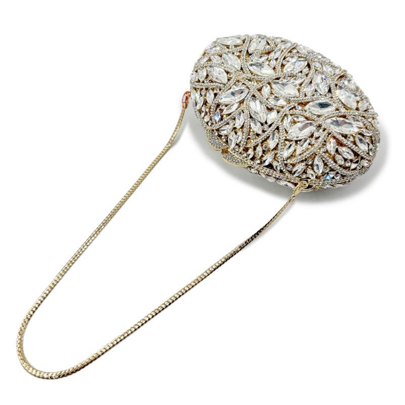 Metal Rhinestone Glass Women'S Bag Oval Handmade Point Diamond Handbag Women'S Bag - Image 5