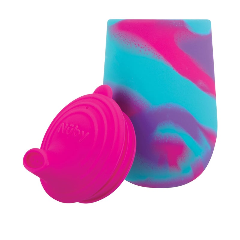 Nuby Silicone Tie-dye First Training Cup with Free Flow Soft Spout - 6oz, 6+ Months, Pink/Purple - Image 2