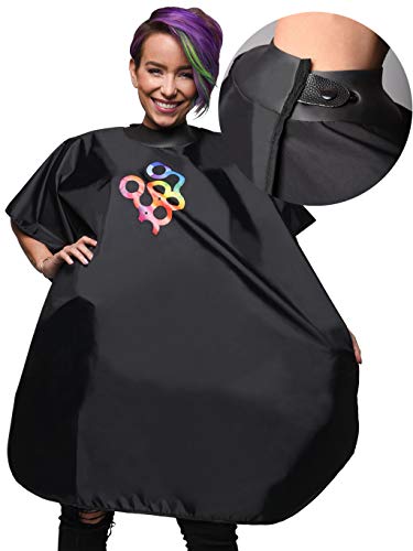 FRAMAR Black Salon Cape  Shampoo Hair Cape Salon Color Capes Chemical Capes For Hairstylist Hair Dressers Drape Cosmetology Supplies Barber Supplies  Snap Closure  Rubberized