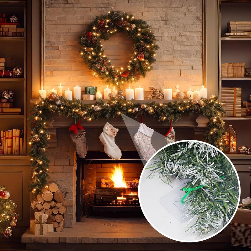 BeapTcely 25 Pcs Christmas Garland Hanger, Transparent Large Zip Tie Mounts Self Adhesive Cable Tie Invisible Garland Cords Hooks Climbing Plants Straps for Wreath Fireplace Mantle Stairways (25, Green) - Image 2