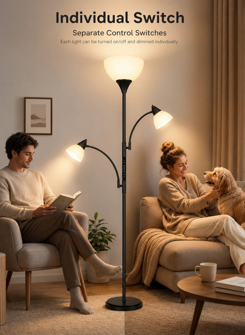 OUTON Floor Lamp with App & Remote Control, Modern Dimmable Floor Lamp for the Living Room, Bedroom, and Gaming Room，3000K-6000K Color Temperatures Luxury Modern Standing Lamp Matte Black Includes 3 Light Bulbs - Image 2