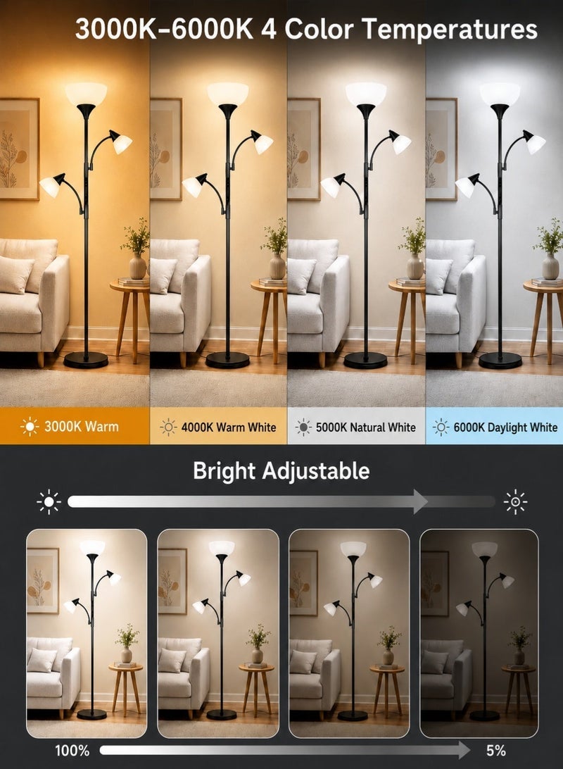 OUTON Floor Lamp with App & Remote Control, Modern Dimmable Floor Lamp for the Living Room, Bedroom, and Gaming Room，3000K-6000K Color Temperatures Luxury Modern Standing Lamp Matte Black Includes 3 Light Bulbs - Image 4