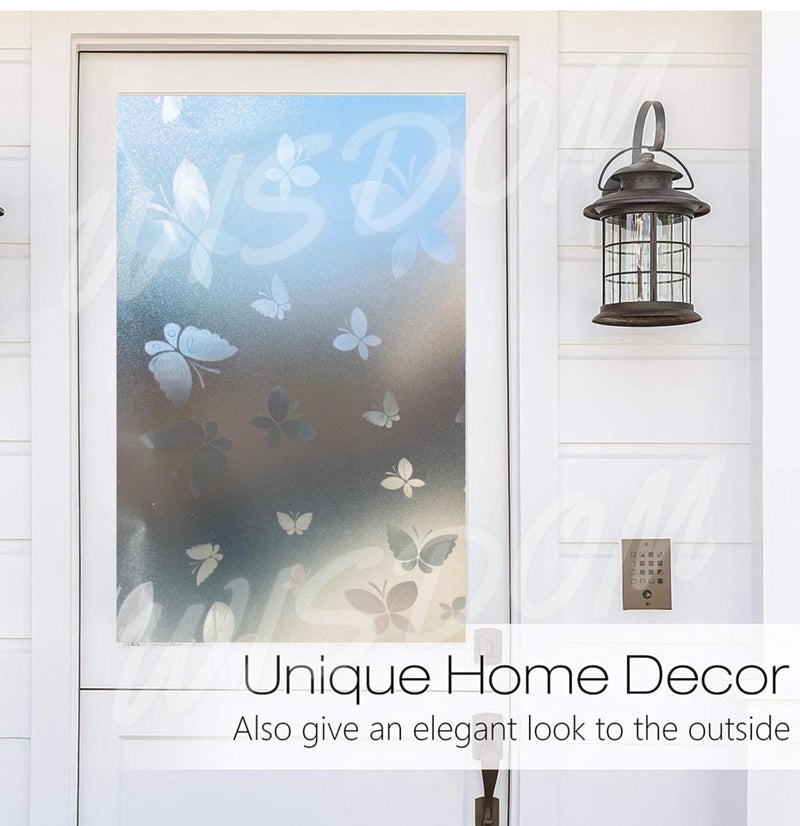 WISDOM 100% Privacy Vinyl Frosted Window Self Adhesive Glass Film Glass Film No Glue Anti-UV Window Sticker Non Adhesive (24 Inch X 60 Inch, Butterfly Frosted) - Image 5