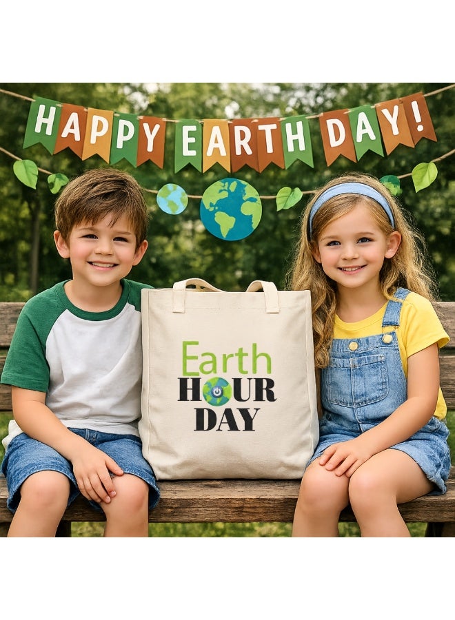 PRINTSHOP4ME Earth Hour Tote Bag-Cotton Canvas,Reusable-Perfect For School,Travel And Birthday Gift-Eco-Friendly Canvas Cotton Tote Bag For Women-Earth Day Gift - Image 2