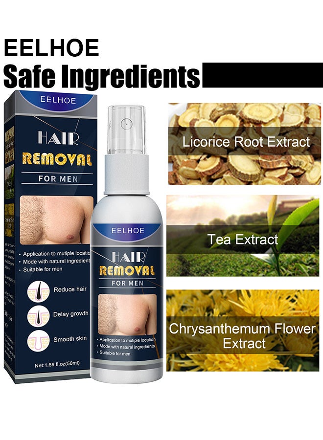 إيلهو بخاخ إزالة الشعر للرجال ، بخاخ إزالة الشعر غير المؤلم بخاخ الإبط اللطيف لإزالة الشعر المنعش السريع ، مزيل الشعر الآمن للذكور تحت الإبط والصدر والظهر والساقين 50 مل - Image 3